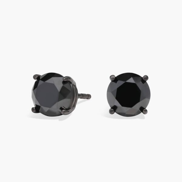 Black Diamond Stud Earrings in Black Rhodium-Plated 14K White Gold (3 Ct. Tw.) - Image 2