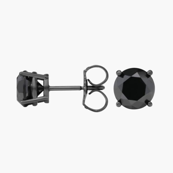 Black Diamond Stud Earrings in Black Rhodium-Plated 14K White Gold (3 Ct. Tw.) - Image 4