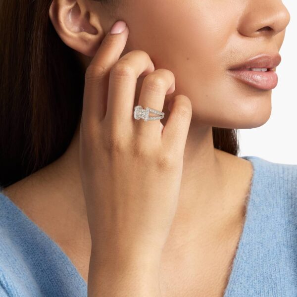 Split Semi Halo Diamond Engagement Ring in 14k White Gold (3/4 ct. tw)