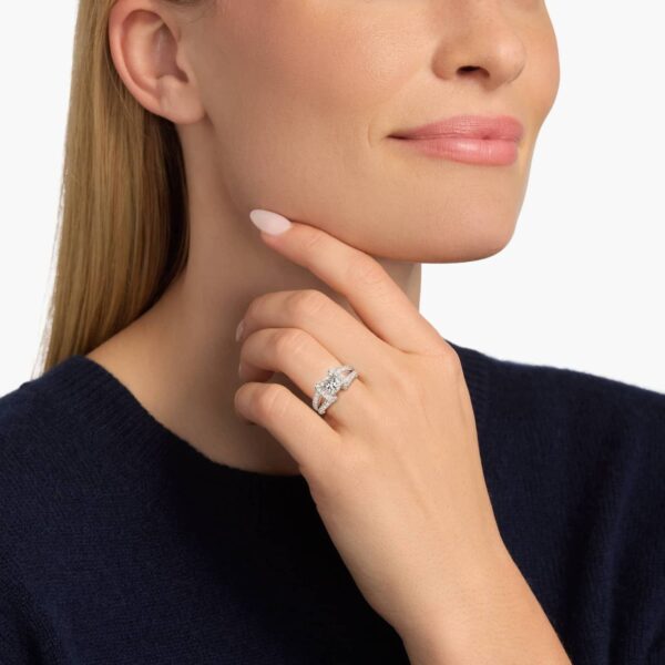 Split Semi Halo Diamond Engagement Ring in 14k White Gold (3/4 ct. tw) - Image 3