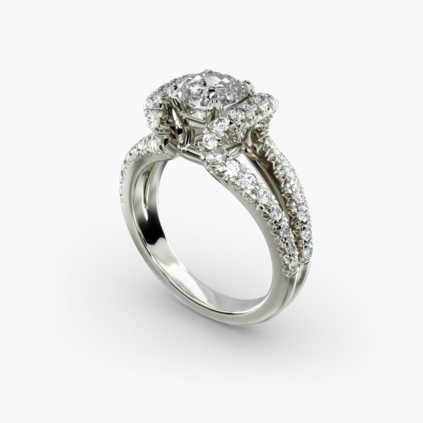 Split Semi Halo Diamond Engagement Ring in 14k White Gold (3/4 ct. tw) - Image 6