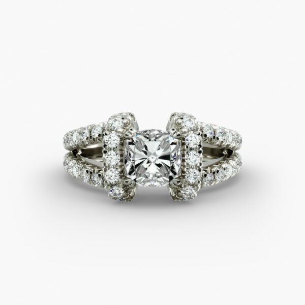 Split Semi Halo Diamond Engagement Ring in 14k White Gold (3/4 ct. tw) - Image 4
